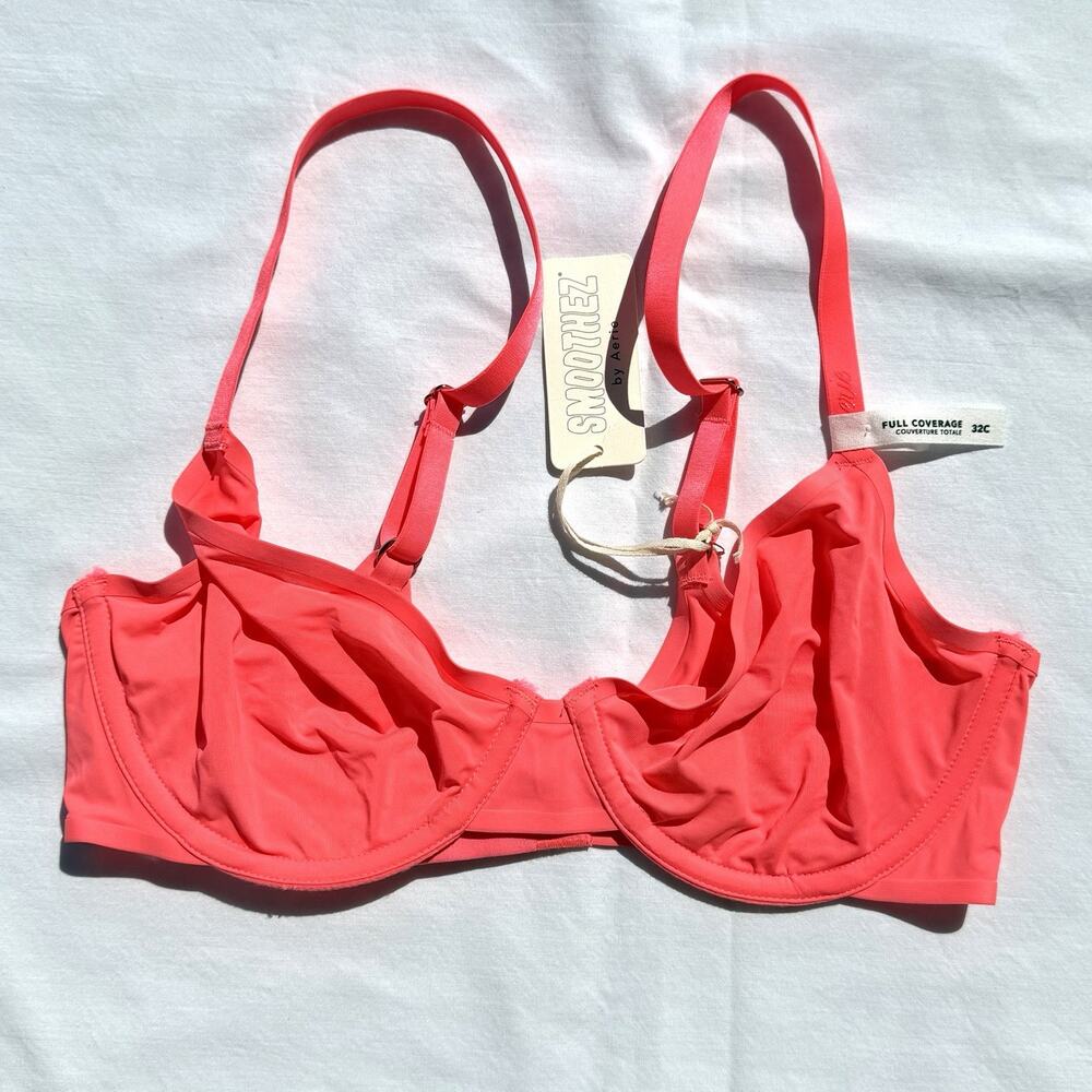 Aerie Smoothez Bra Unlined Full Coverage Underwire 32C Bright Pink